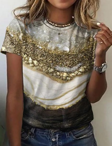 

Casual Ombre Short Sleeve T-Shirt, Multicolor, T-Shirts