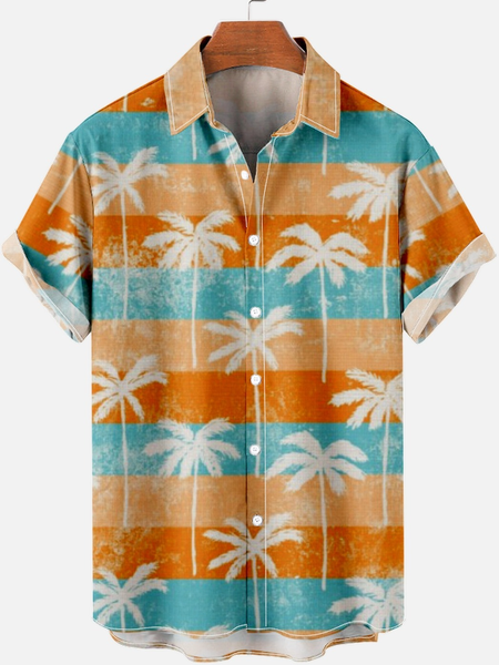 

Palm Tree Men's Short Sleeve Shirt, As picture, Short Sleeves Shirts