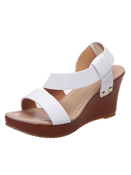 

Women's Chunky Strap Wedge Sandals, White, Sandals