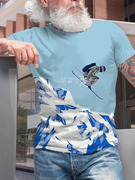 

Cotton Short Sleeve Casual Short Sleeve T-Shirt, Blue, T-shirt