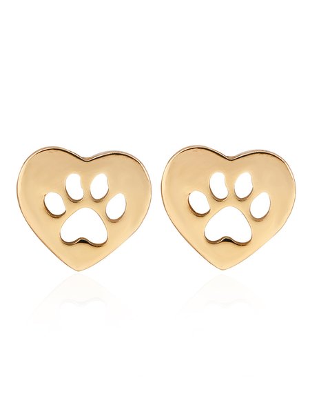 

Heart Hollow Cat Footprint Stud Earrings, Golden, Earrings