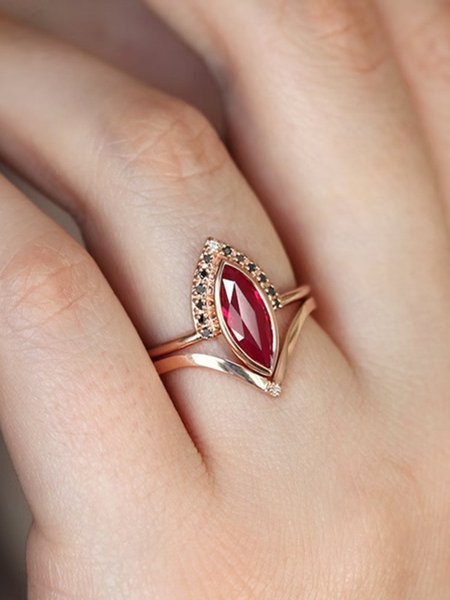 

JFN Rhombus Ruby Ring, Golden, Rings