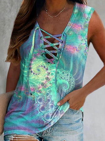 

V Neck Casual Cotton Blends Knit Tank, Multicolor, Tanks & Camis