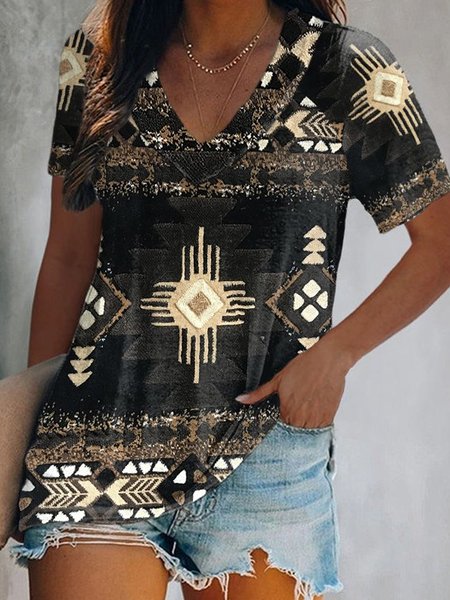 

Casual Short Sleeve T-Shirt, As picture, T-Shirts