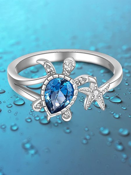 

Simple Zircon Turtle Ring, Silver, Rings