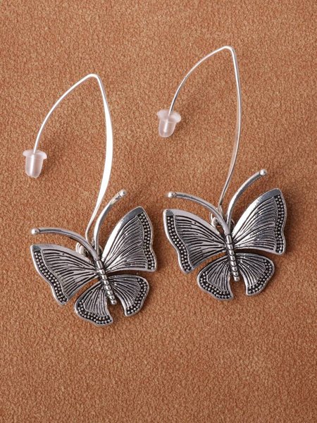 

Vintage Alloy Butterfly Earrings, Silver, Earrings