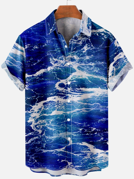

Hawaii Beach Wave Casual Short Sleeve Shirt, As picture, Shirts