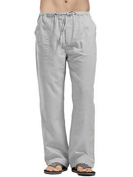 

Holiday Cotton Linen Casual Trousers Men, Gray, Men's pants