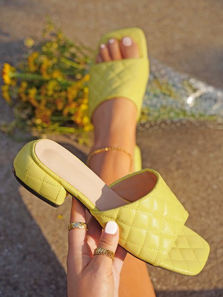 

Cream Block Heel Low Heel Slippers, Yellow, Women Shoes>>Women's Shoes>>Women sandals Slippers