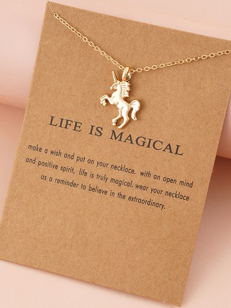 JFN Simple Unicorn Alloy Necklace, As picture, Necklaces