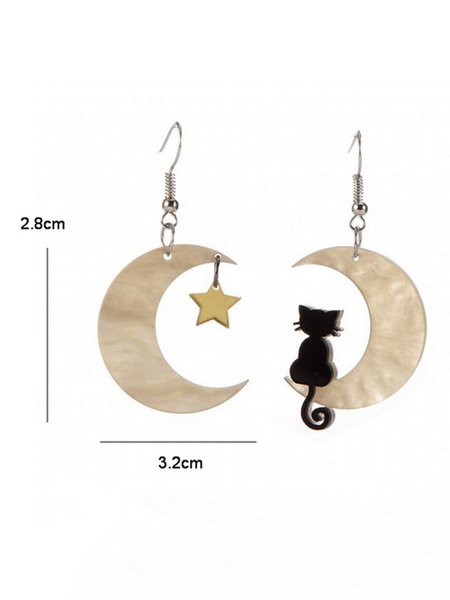 

JFN Acrylic Moon Cat Earrings, Beige, Earrings