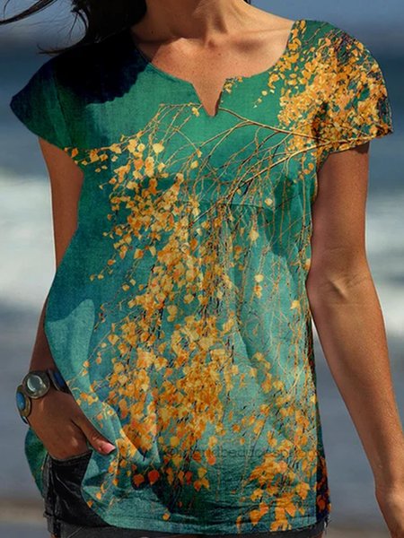 

Vacation Crew Neck Floral Shirts & Tops, Multicolor, T-Shirts