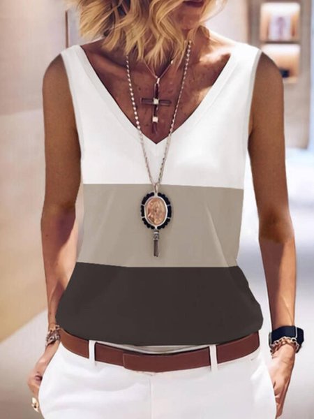 

Color Block Casual Knit Tank, Multicolor, Tank Top