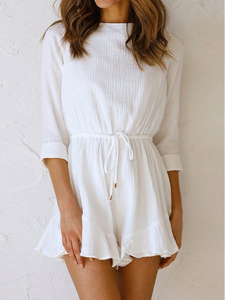 

Linen Loosen Solid Jumpsuit & Romper, Off white, Jumpsuits