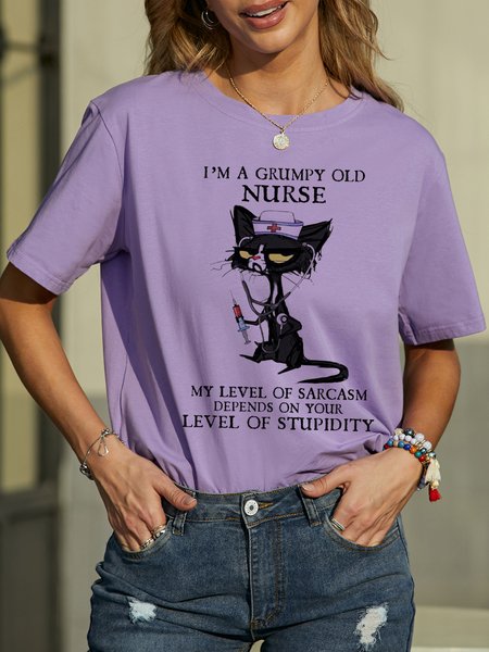 

I'm A Grumpy Old Nurse Casual T-Shirt, Purple, T-shirts