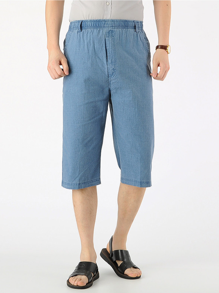 

Men's Cotton Linen Style High Waist Straight Casual Pants, Blue, Pants