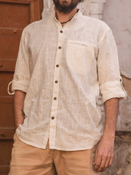 

Men's Plain Color Cotton Linen Casual Trousers, As picture, Shirts ＆ Blouse