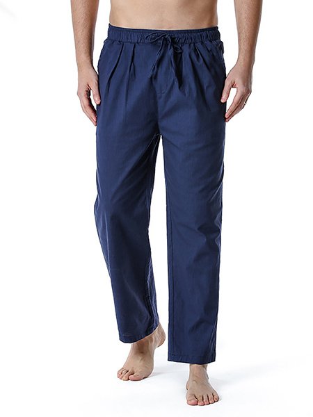 

Men's Linen Cotton Loose Casual Pants, Navyblue, Pants