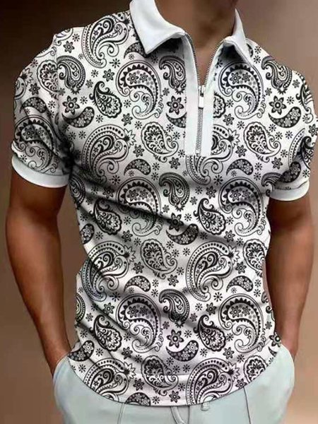 

Men's Casual Short Sleeve Polo Shirt, White, Men's t-shirts