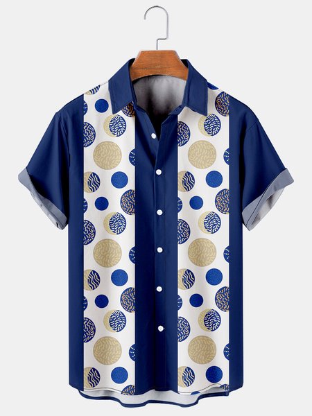 

Abstract Geometric Short Sleeve Casual Men's Hawaiian Shirt, As picture, Men's Floral shirt