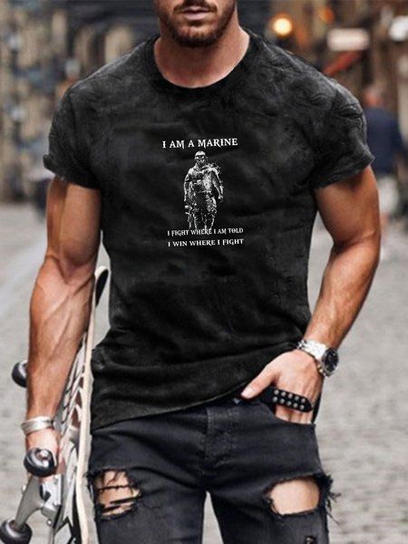 

Men's Patriotic Military Casual Short Sleeve Shirt, Black, Men's t-shirts