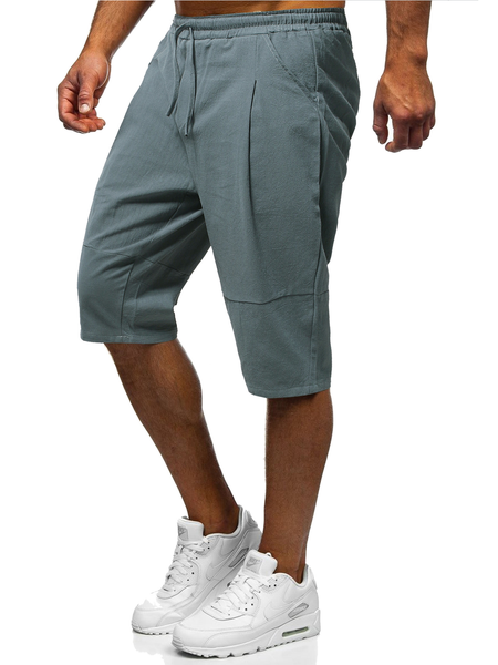 

Men's Loose Tie Cotton Linen Pants, Sage green, Shorts