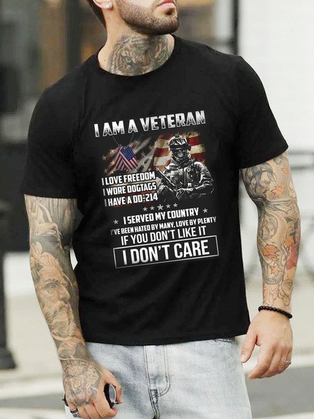 

Men's Patriotic Military Casual Short Sleeve Shirt, Black, Men's t-shirts