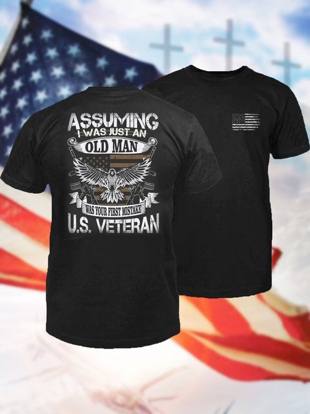 

Men's Patriotic Military Casual Short Sleeve Shirt, Black, Men's t-shirts