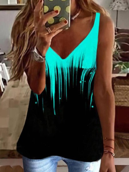 

Casual Painted Knit Tank Tops, Black, Tank Top