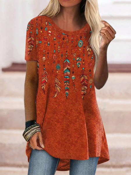 

Plus size Casual Hippie Short Sleeve T-Shirt, As picture, T-Shirts