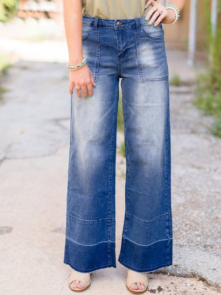 

Denim Pockets Loosen Jeans, Blue, Jeans
