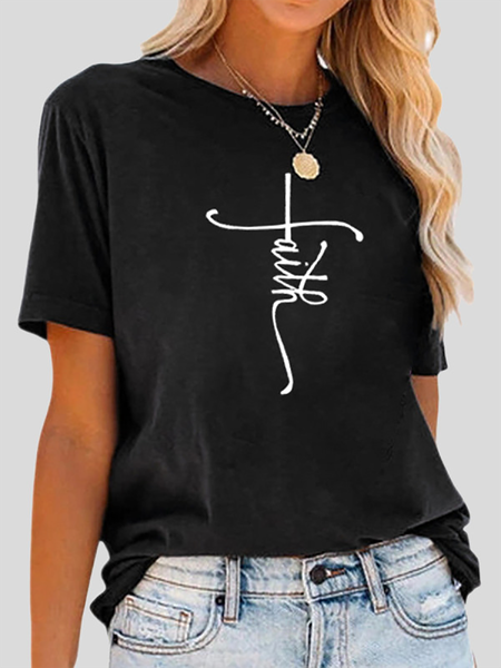 

Plus size Faith Casual Short Sleeve T-Shirt, Black, T-Shirts