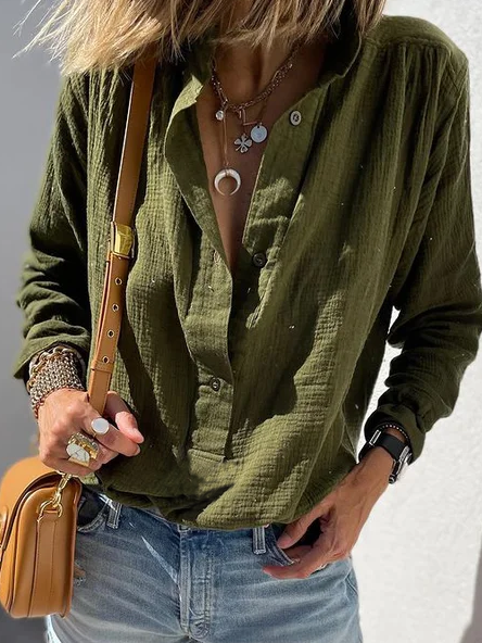 

Loosen Long Sleeve Blouse, Army green, Blouses & Shirts
