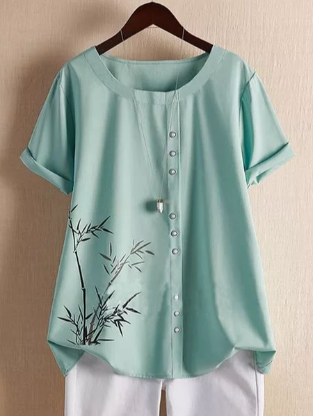 

Plants Casual Short Sleeve Tops, Green, Blouses & Shirts