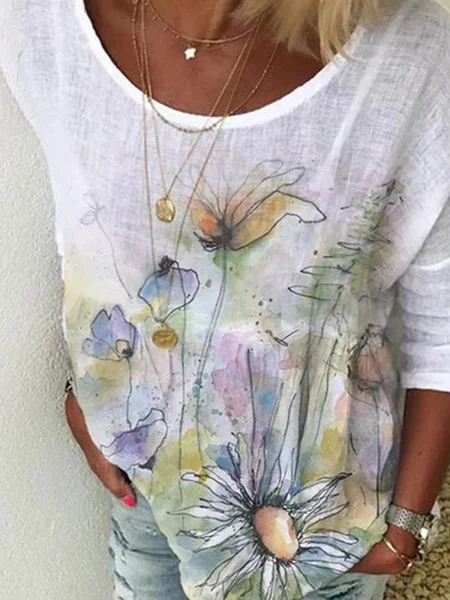 

Vintage Art Classic Loose V Neck Vacation Shirt & Top, White, Tees & T-shirts