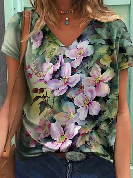 

Casual Short Sleeve T-Shirt, Multicolor, T-Shirts