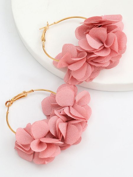 

Fabric Floral Earrings, Pink, Earrings
