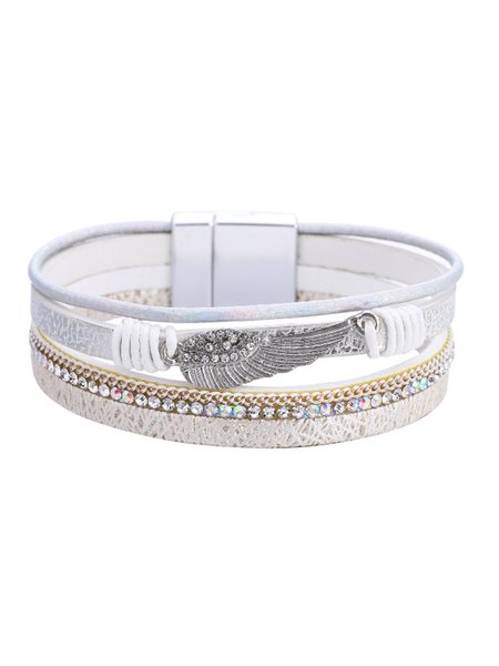 

Boho Angel Wings Multilayer Magnetic Bracelet, White, Bracelets