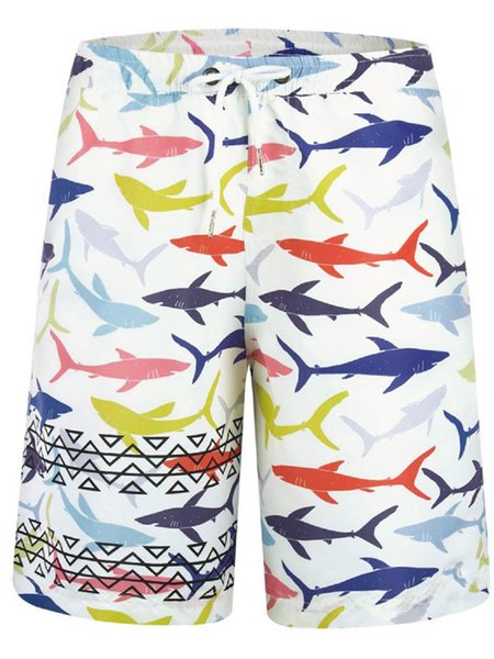 

Fish Graphic Men's Casual Short Sleeve Shirt, White, Men's shorts
