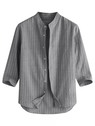 

Casual Long Sleeve Cotton Middle Sleeve Shirt, Gray, Blouses&Shirts
