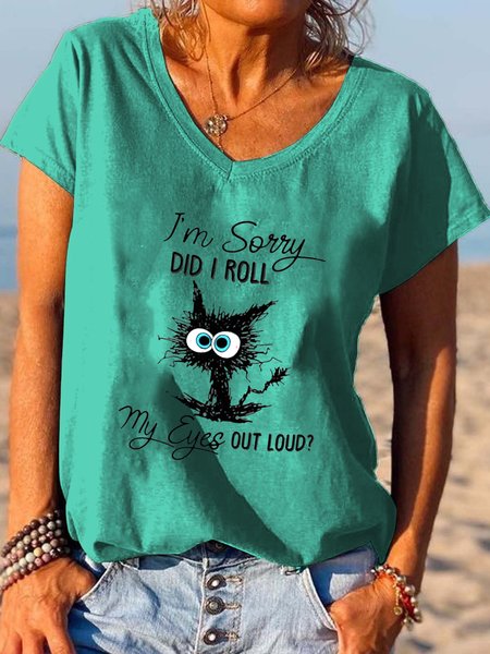 

I‘m Sorry Did I Roll My Eyes Out Loud Funny Cat T-shirt, Green, T-shirts