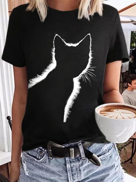 

3D Cat Women's Short Sleeve T-Shirt, Black, T-shirts