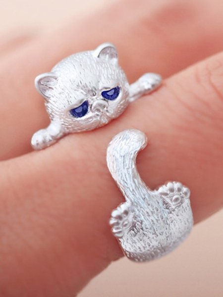 

Alloy Cat Ring, Silver, Rings