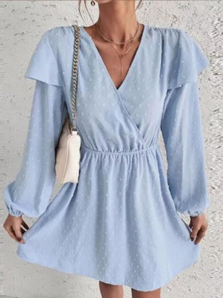

Guipure Plain Long Sleeve Woven Dress, Blue, Dresses