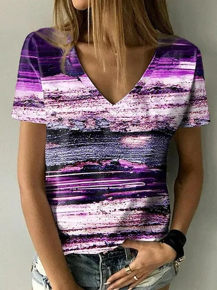 

Ombre Casual Short Sleeve T-Shirt, Multicolor, T-Shirts