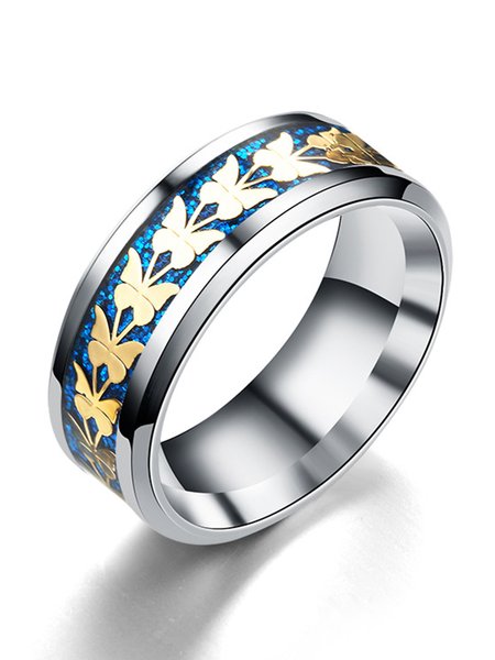 

JFN Stainless Steel Butterfly Ring, Blue, Rings