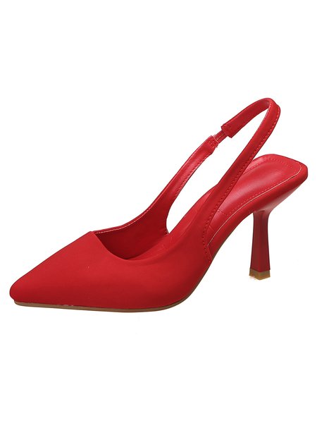 JFN Women's Red Green Simple Pointed Toe Stiletto Heels, Heels