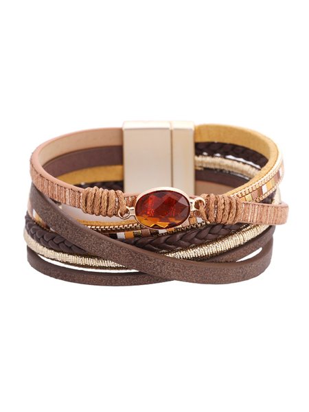 

Ethnic Boho Crystal Jewel Bracelet, Brown, Bracelets