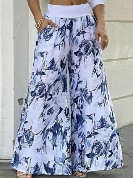 

Vacation Floral Pants, Blue, Pants