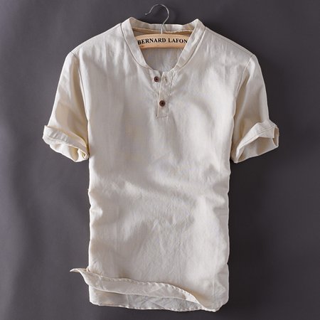 

Cotton Vintage Henley Short Sleeve Shirt, Khaki, Blouses&Shirts
